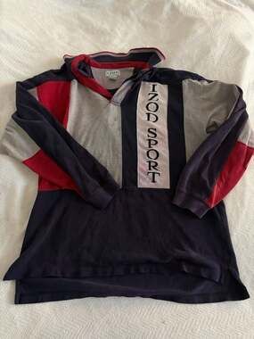 Vintage 90s IZOD Sport Colorblock Long Sleeve Rugby Polo Shirt